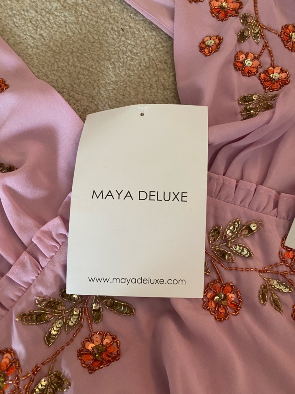 Maya Deluxe size 12 pink embellished beaded dress NWT - Picture 7 of 12